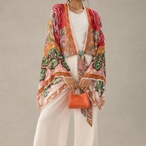 Saachi Printed Shine Tie-Front Kimono - Anthropologie - Sold Out